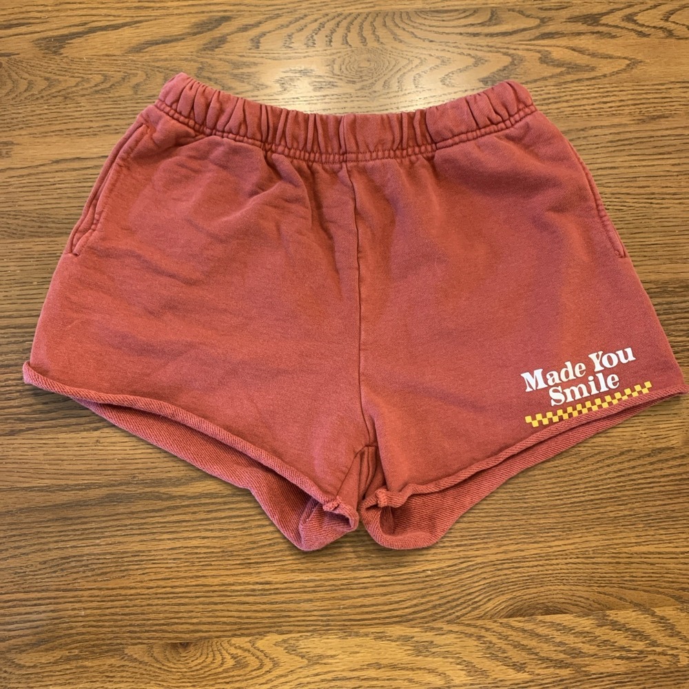 The Mayfair Group Women's Shorts S/M Red 100% Cotton Roll Hem "Made You Smile"